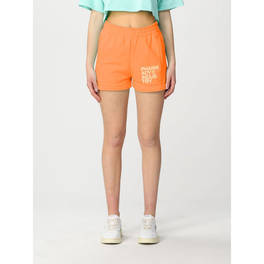 Schicke orangefarbene Logo-Shorts aus Baumwolle