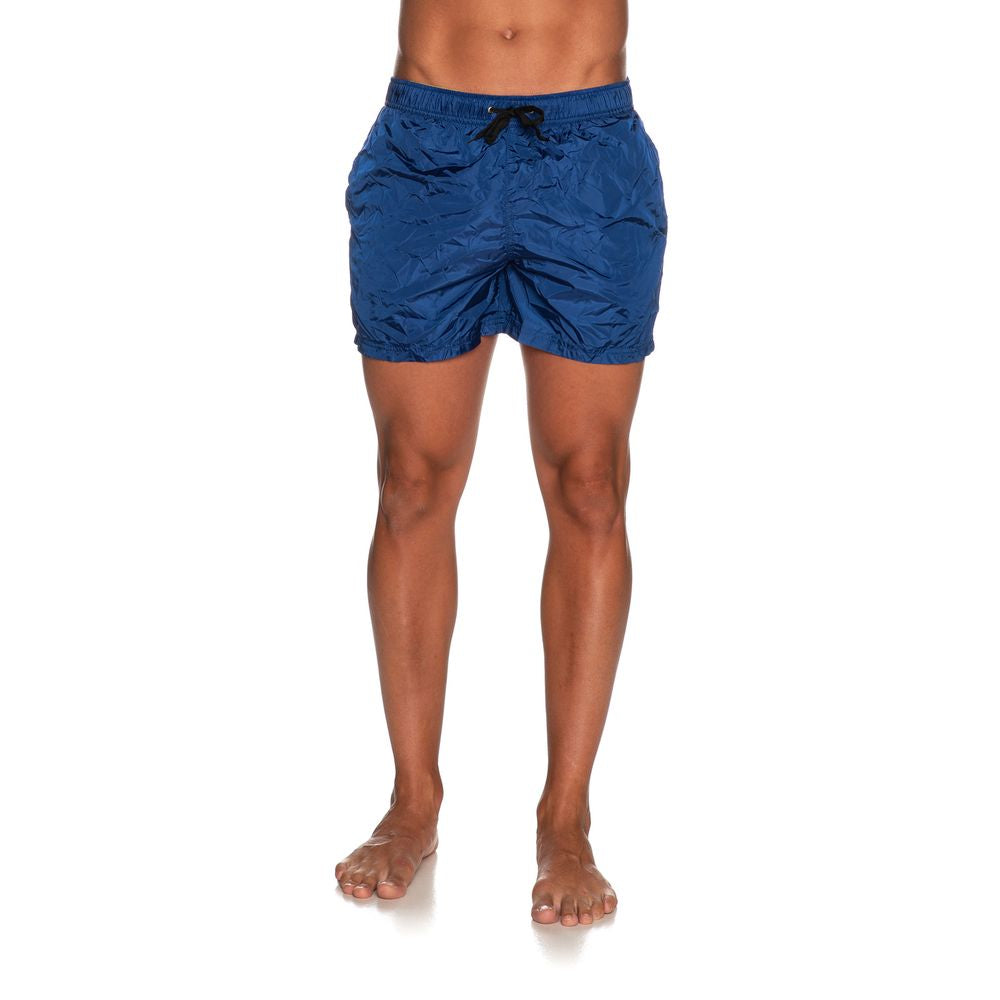 Blue Nylon Men's Swimwear Trunk