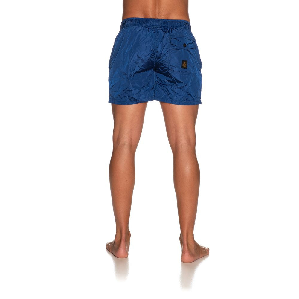 Blue Nylon Men's Swimwear Trunk