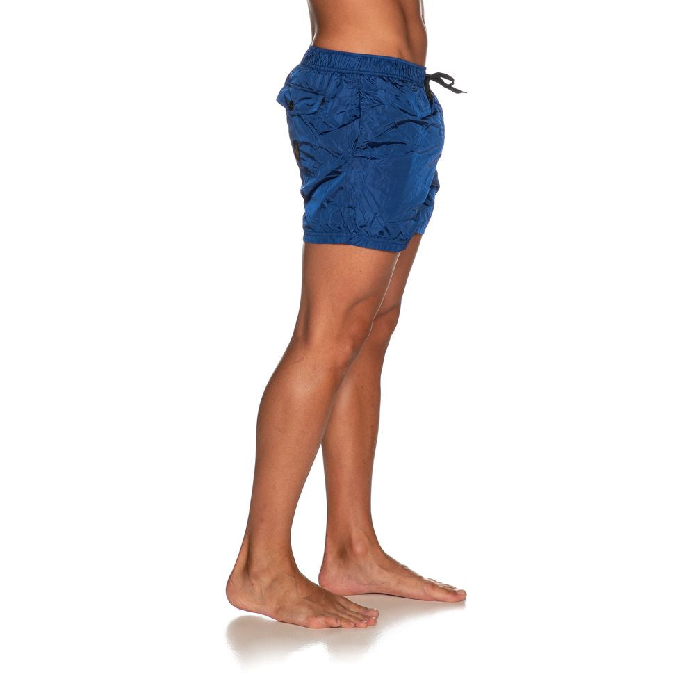 Blue Nylon Men's Swimwear Trunk