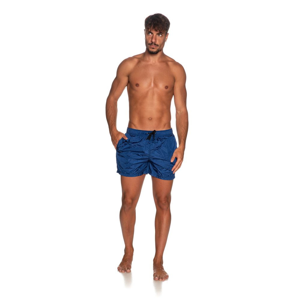 Blue Nylon Men's Swimwear Trunk