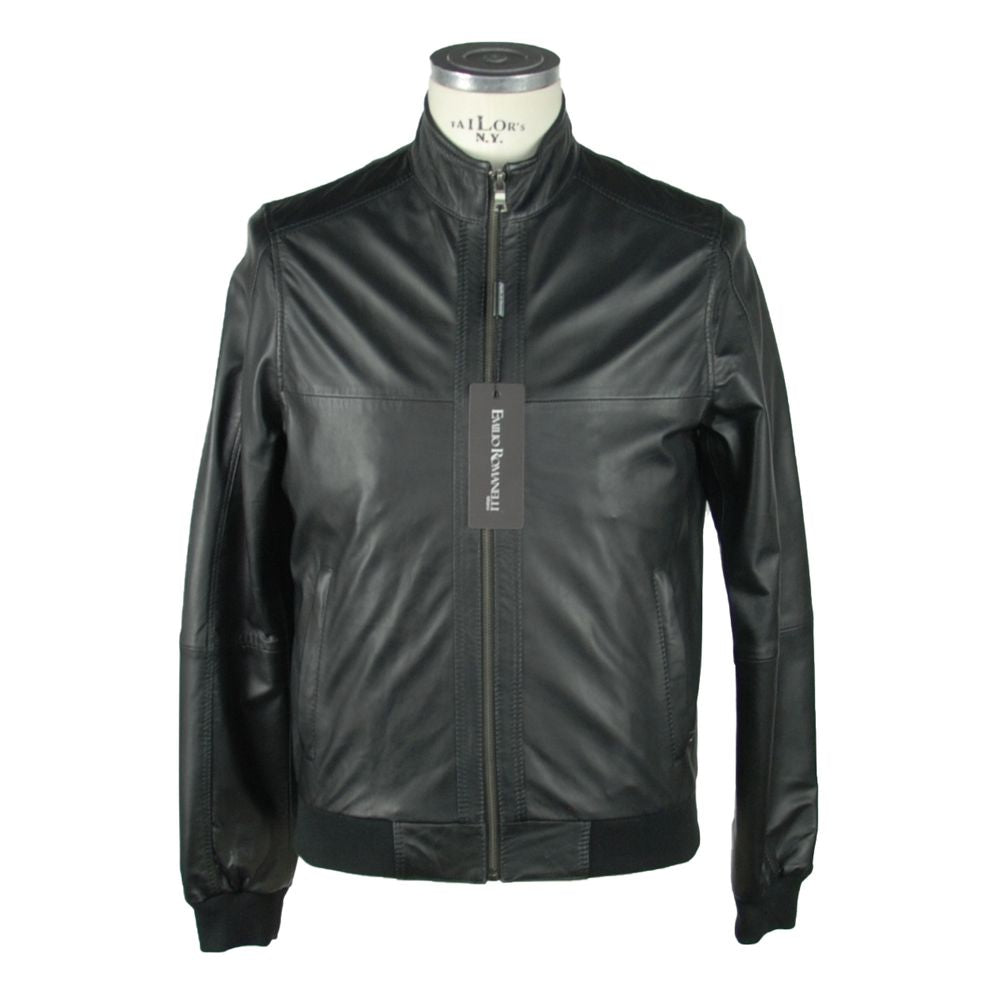 Elegante schwarze Lederjacke für Männer