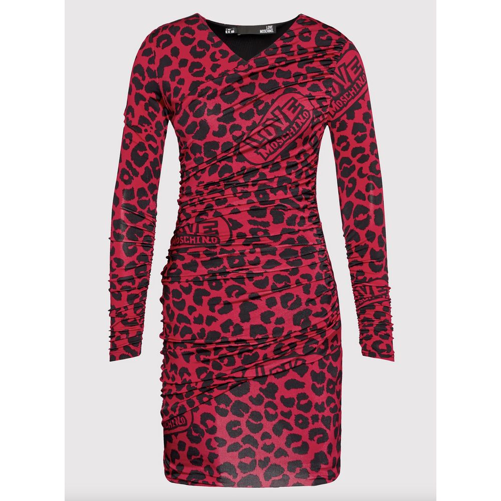 Schickes Kleid mit Leopardenstruktur in Pink und Schwarz