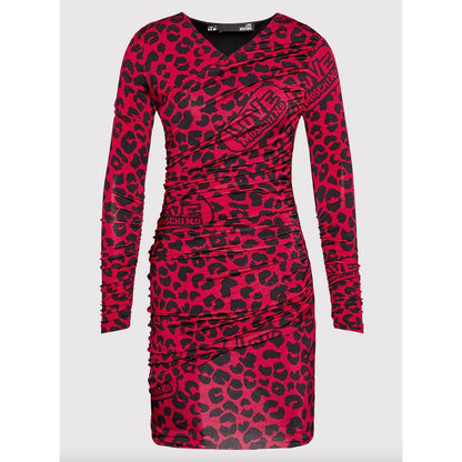 Schickes Kleid mit Leopardenstruktur in Pink und Schwarz