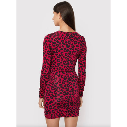 Schickes Kleid mit Leopardenstruktur in Pink und Schwarz