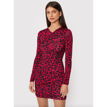 Schickes Kleid mit Leopardenstruktur in Pink und Schwarz