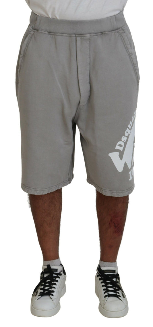 Grau bedruckte lässige Bermudashorts zum Überziehen für Herren