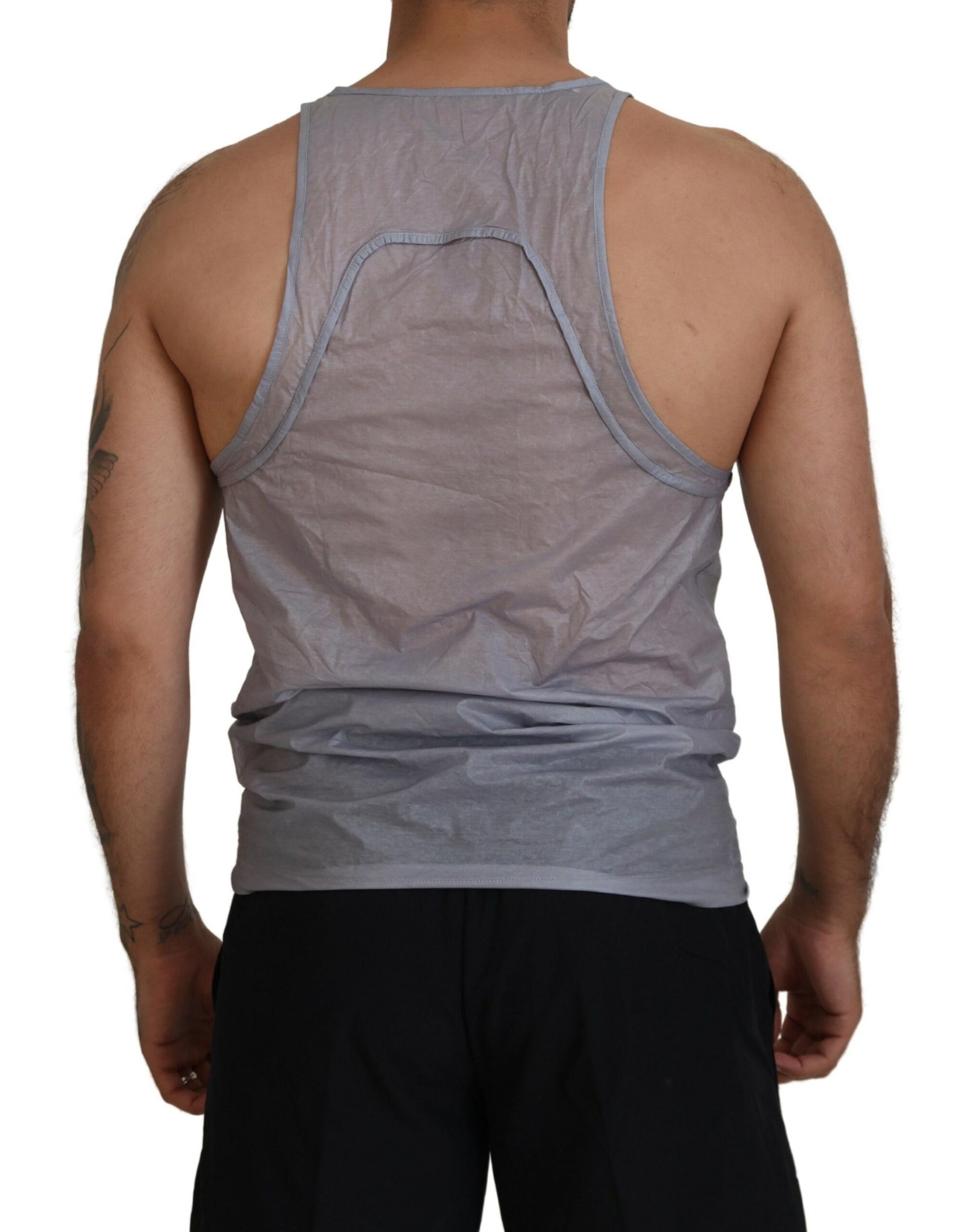 Hellgraues ärmelloses Tanktop aus Baumwolle für Herren