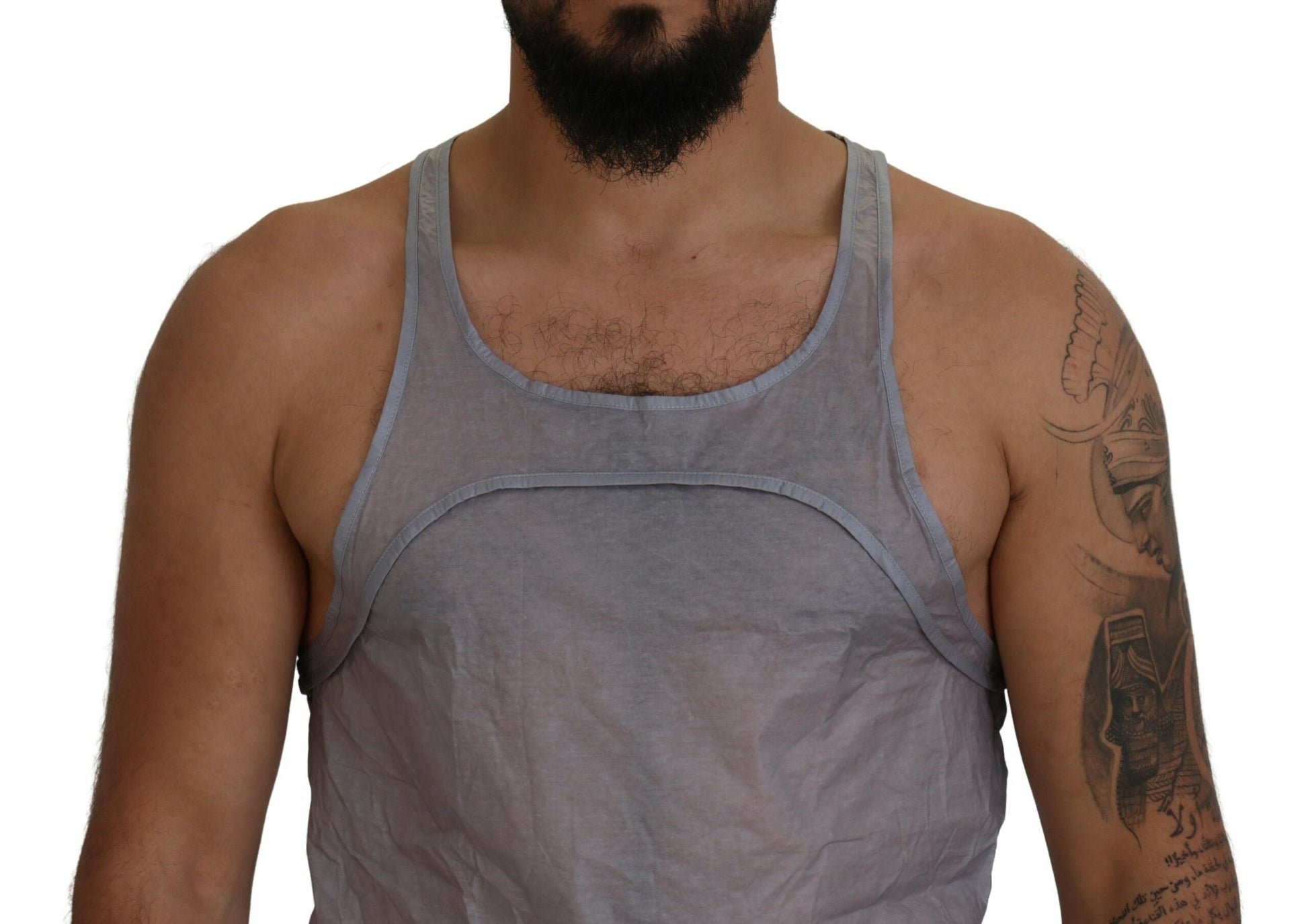 Hellgraues ärmelloses Tanktop aus Baumwolle für Herren