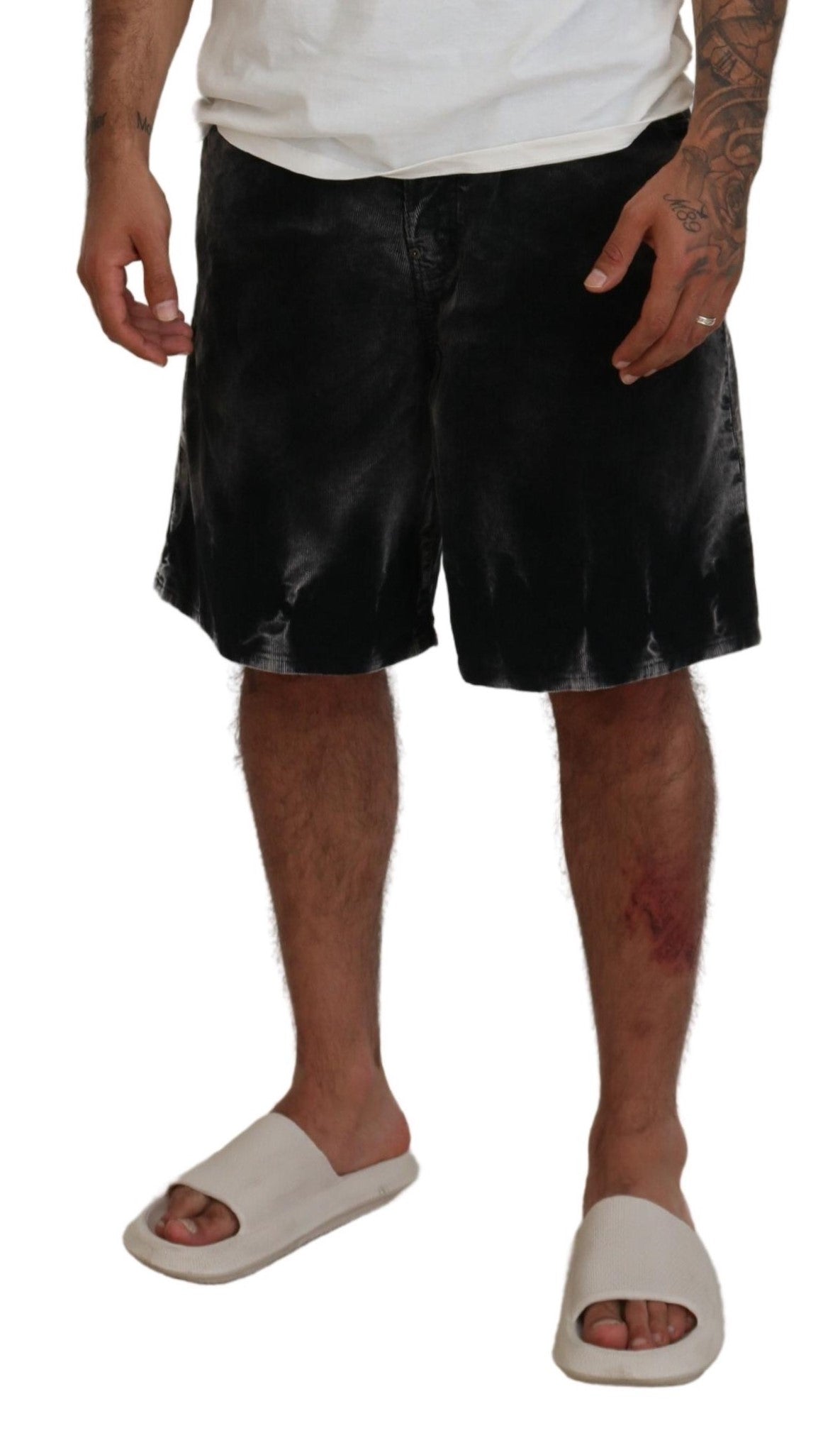 Graue Bermudashorts aus Baumwollcord