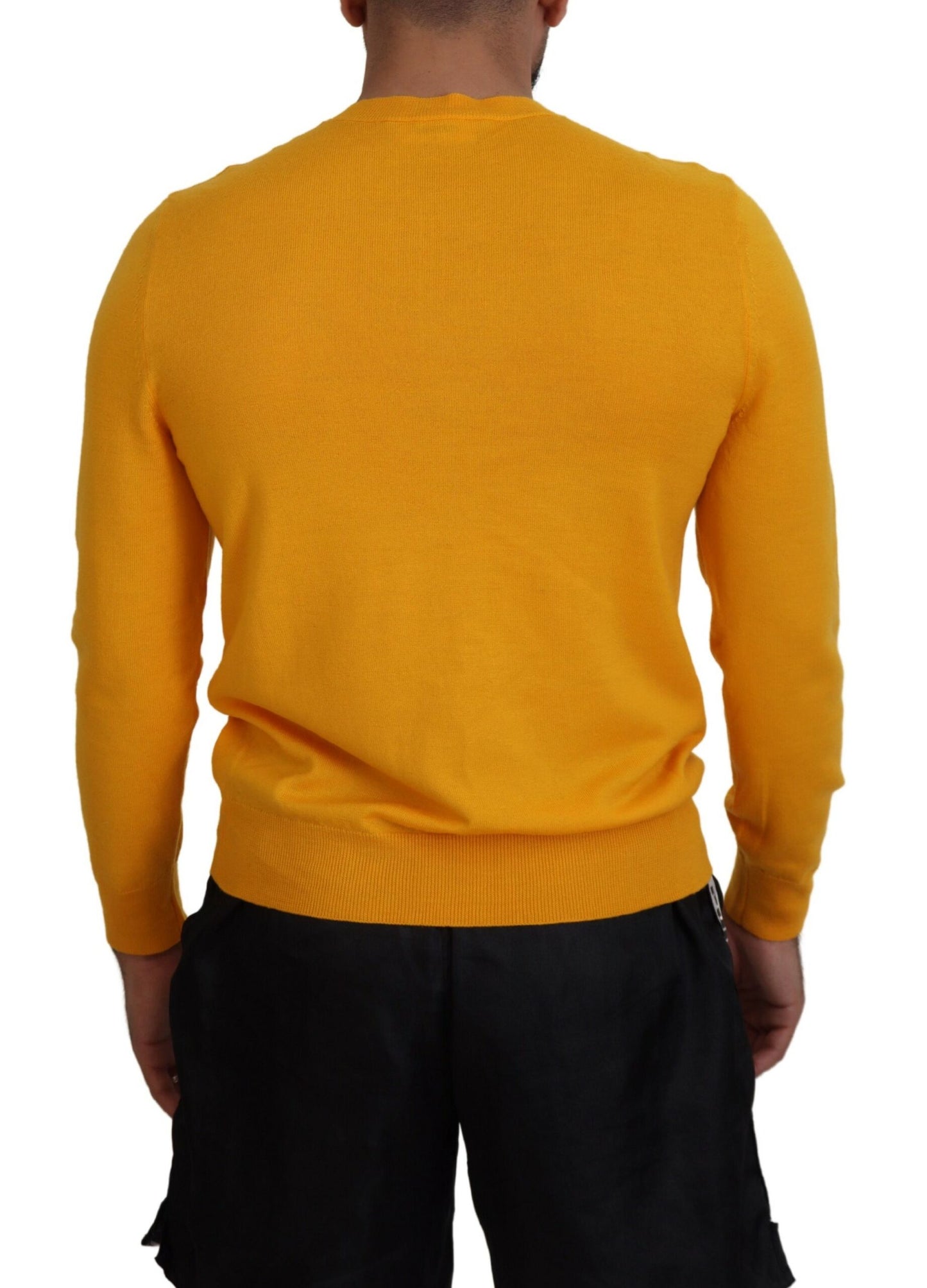 Orangefarbener Pullover aus Wolle mit langen Ärmeln für Herren