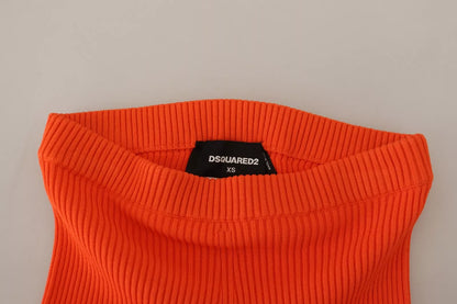 Orangefarbene Bermudashorts aus Viskose mit mittelhohem Bund und schmaler Passform