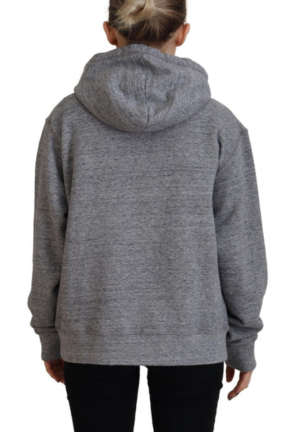 Grauer Kapuzenpullover aus Baumwolle mit Logo-Print