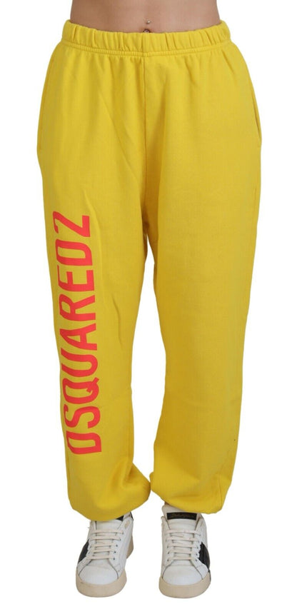 Gelbe Jogginghose mit Logo-Print und mittlerer Taille