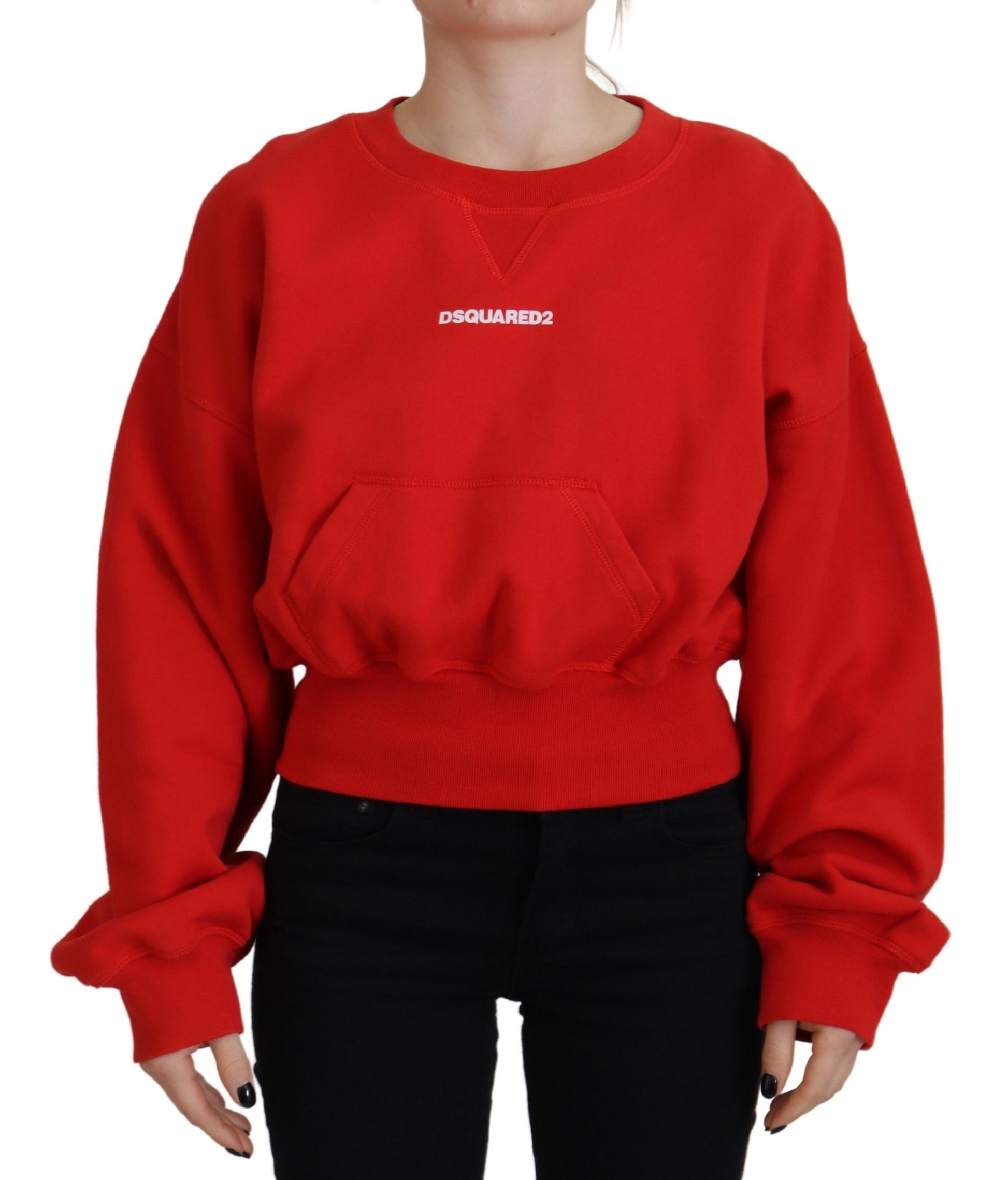 Roter Langarmpullover mit Rundhalsausschnitt und Logo-Print für Damen