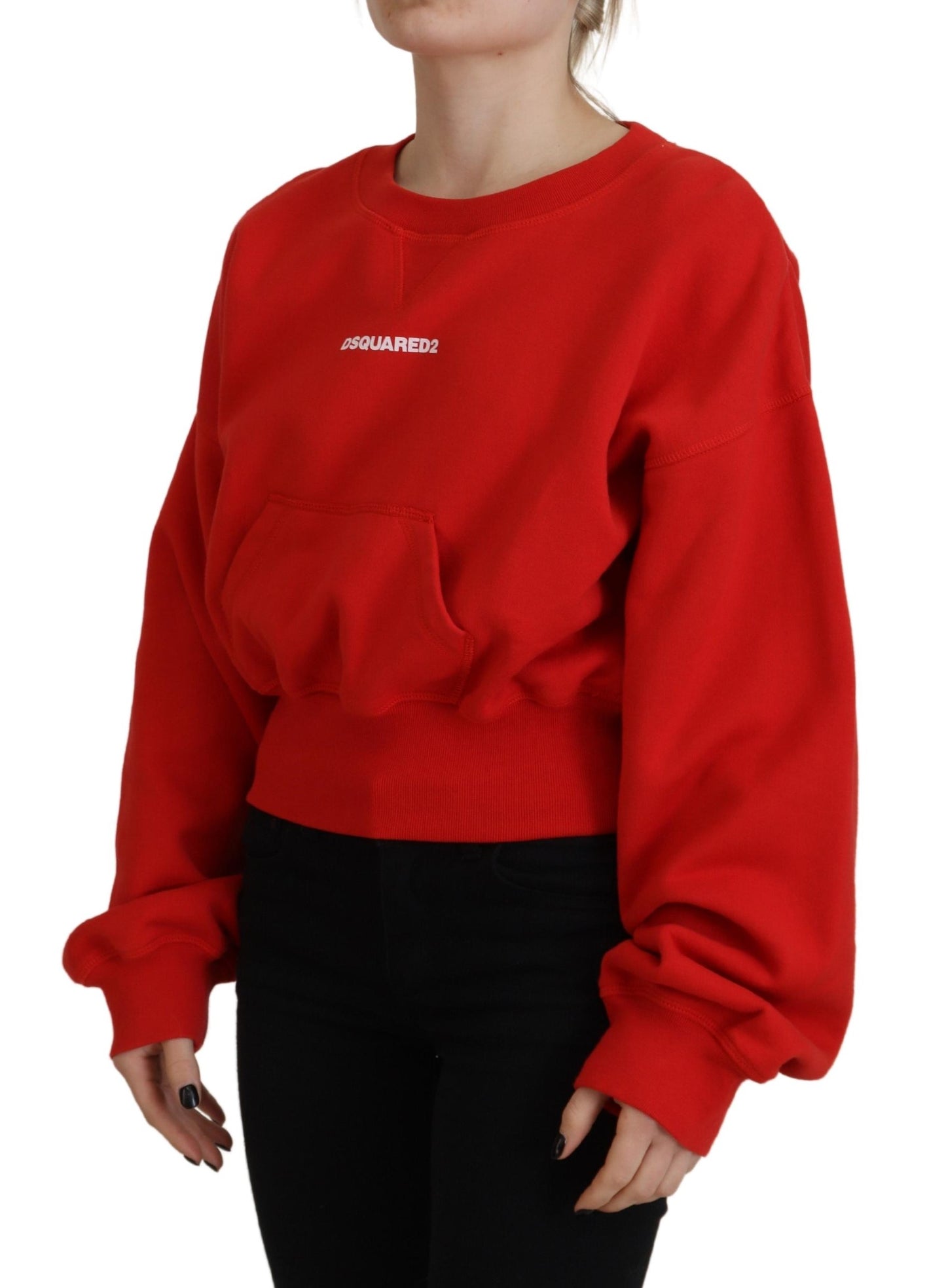 Roter Langarmpullover mit Rundhalsausschnitt und Logo-Print für Damen