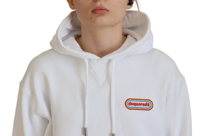 Weißer Kapuzenpullover aus Baumwolle mit Logo-Patch