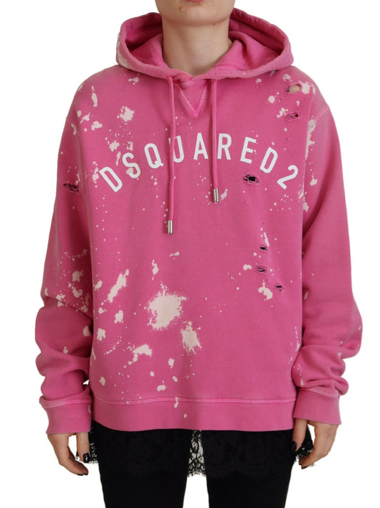 Rosa Kapuzenpullover aus Baumwolle mit Logo-Print