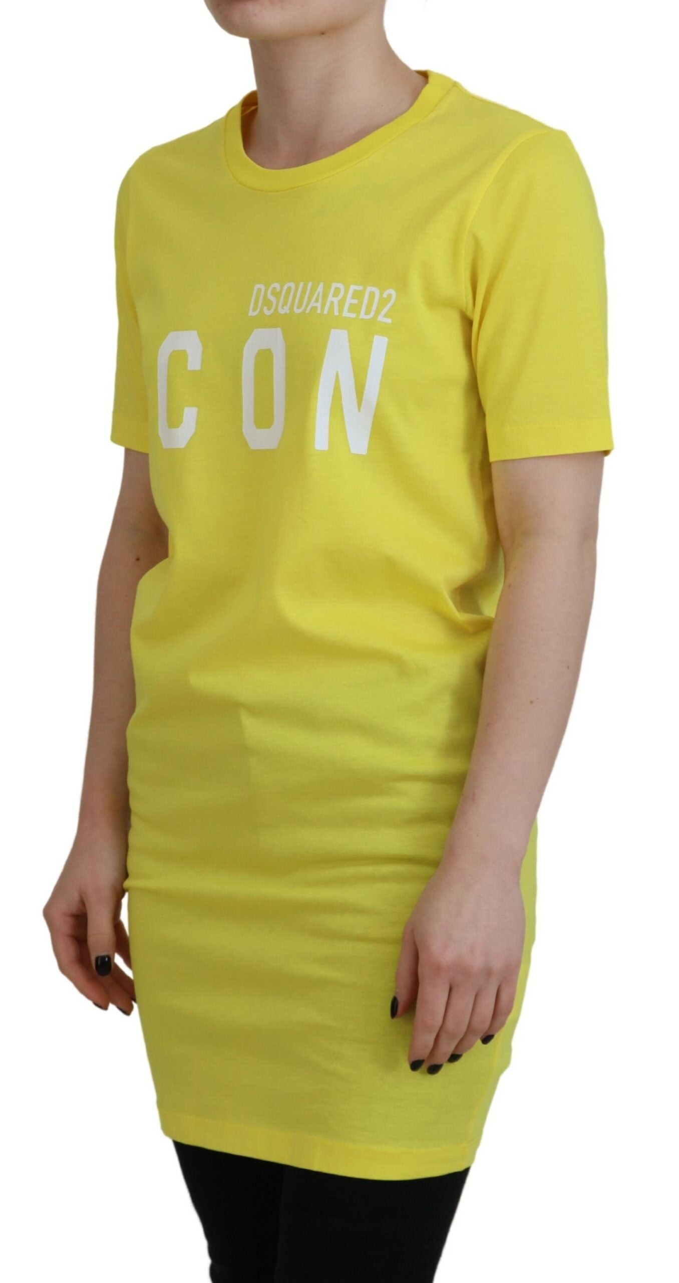 Gelbes CottonShiny Icon Renny Dress Rundhals-T-Shirt