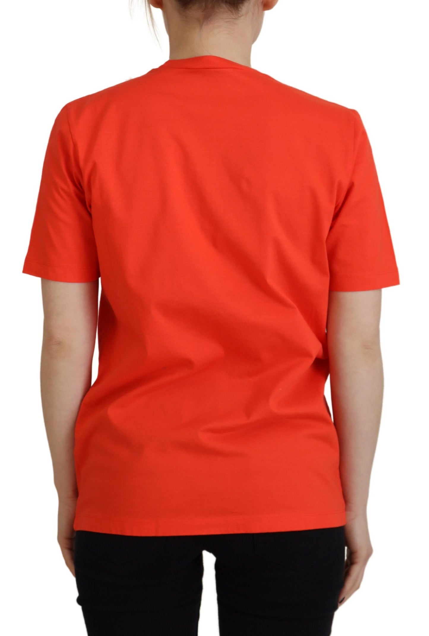 Oranges T-Shirt mit Rundhalsausschnitt und glänzendem Icon East Tee aus Baumwolle