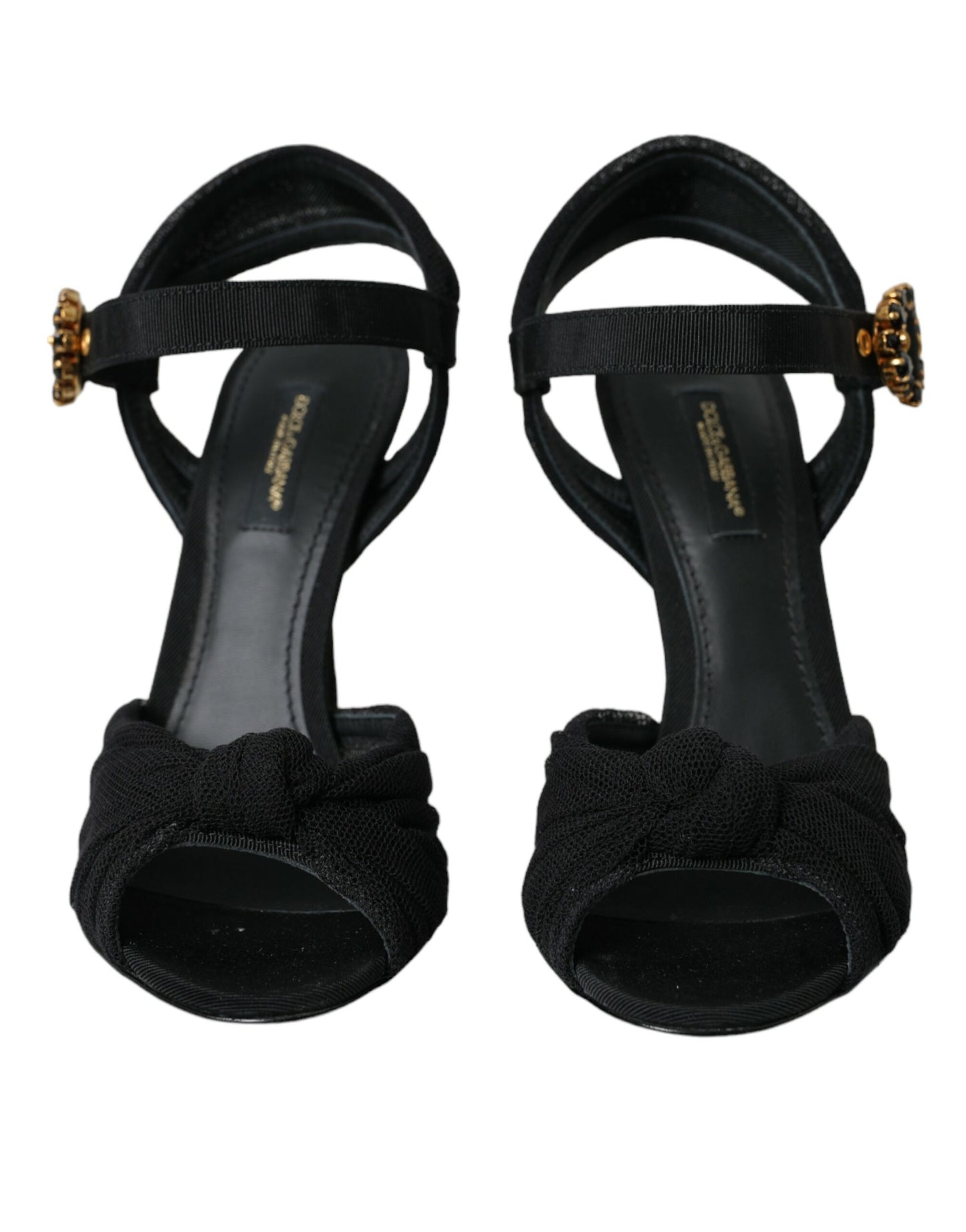 Schwarze Wildleder verzierte Heels Sandalen Schuhe