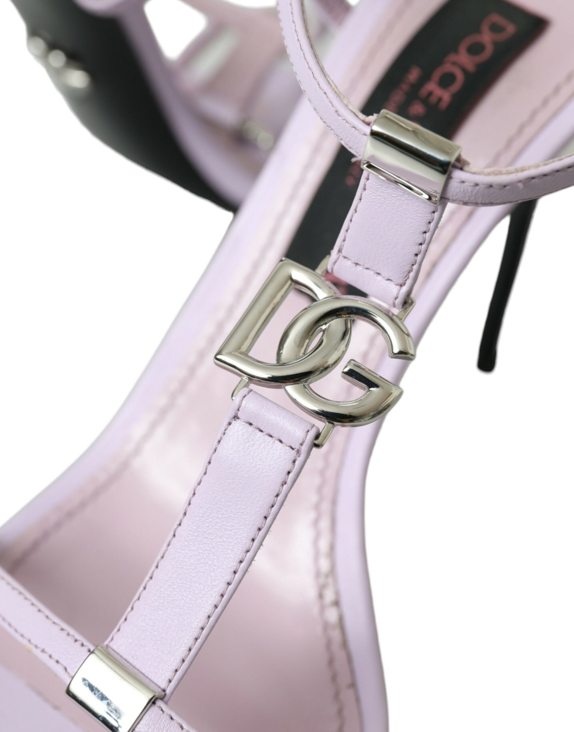 Lila Leder Logo Knöchelriemen Sandalen Schuhe