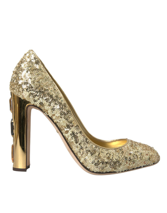 Gold Pailletten Kristall Heels Pumps Schuhe