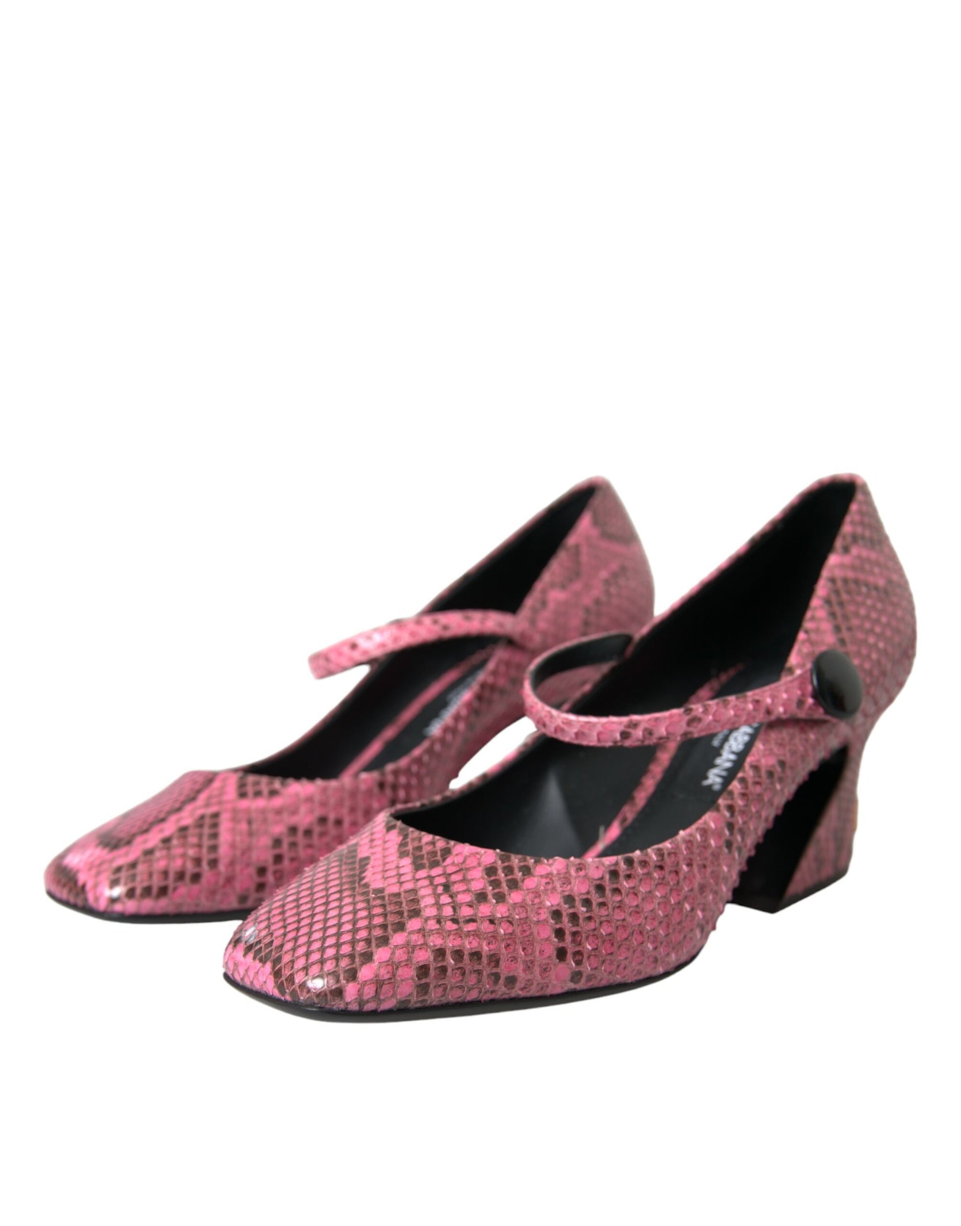 Rosa Mary-Jane-Pumps aus Pythonleder