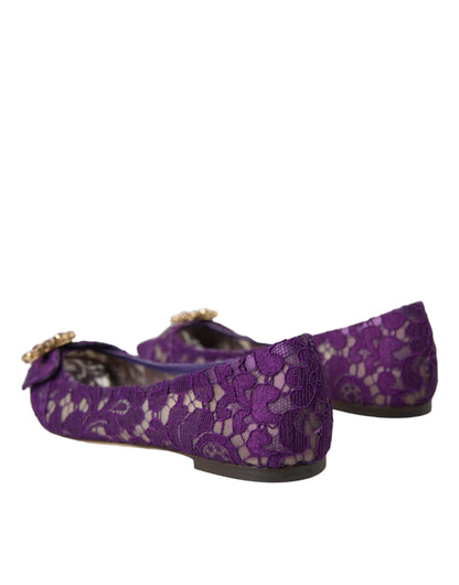 Lilafarbene Loafer „Taormina“ mit Spitze und Kristallen