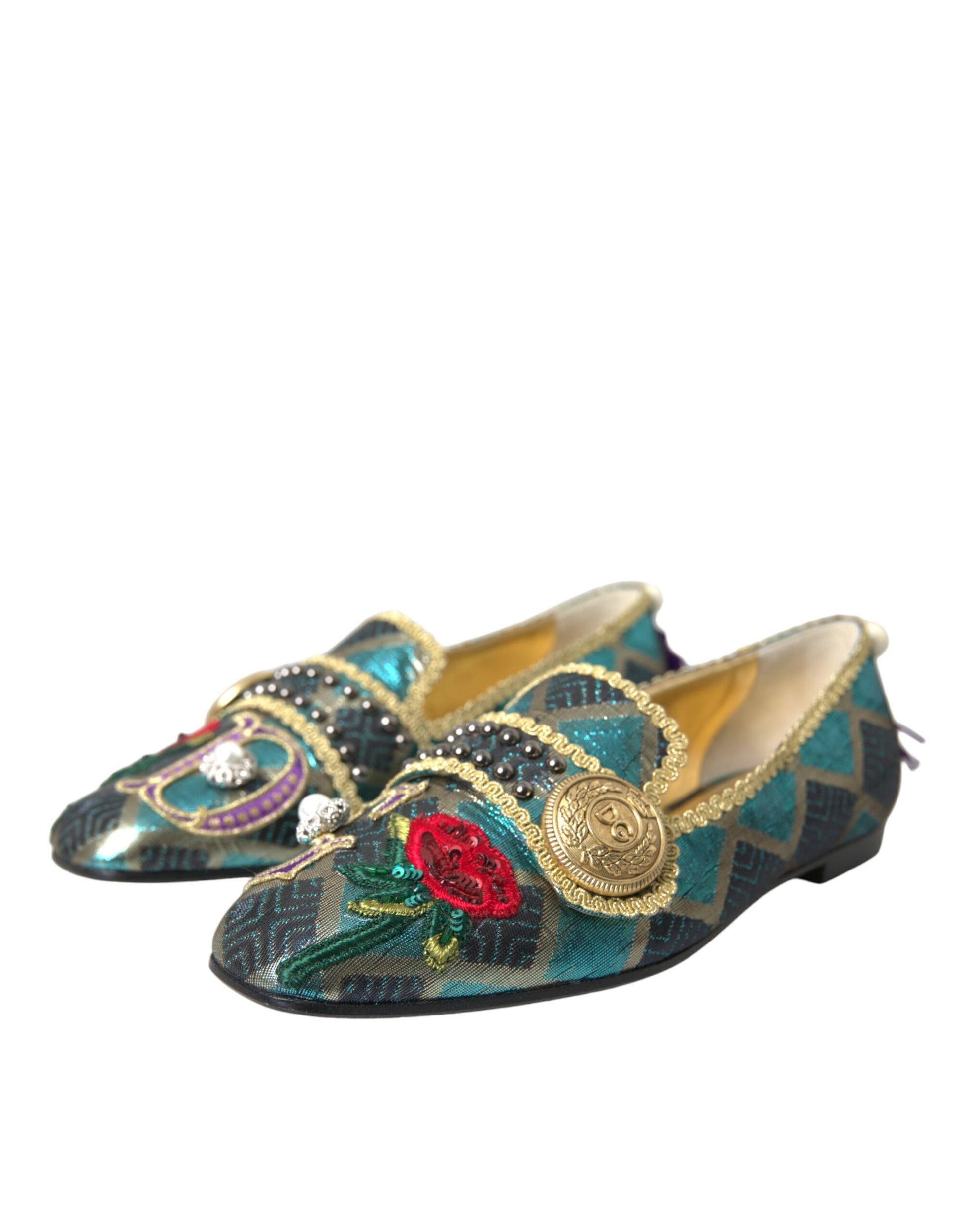 Mehrfarbige Loafer mit Jacquard-Verzierung