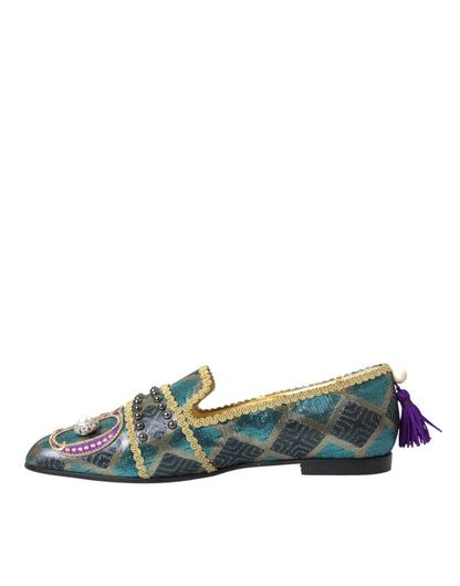 Mehrfarbige Loafer mit Jacquard-Verzierung