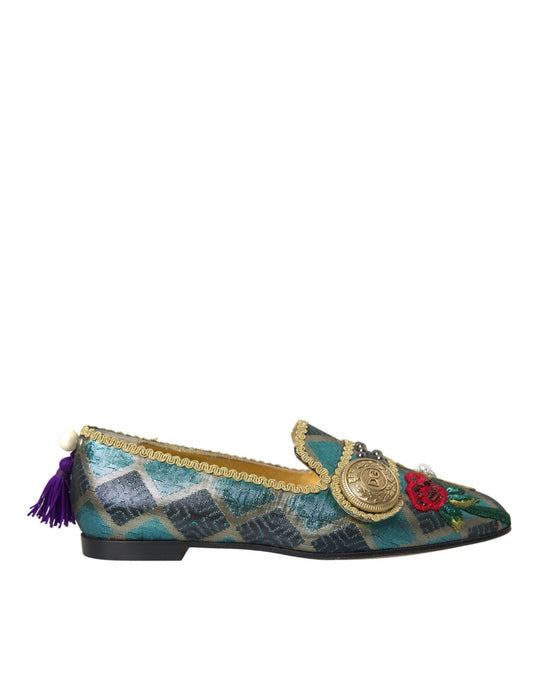 Mehrfarbige Loafer mit Jacquard-Verzierung