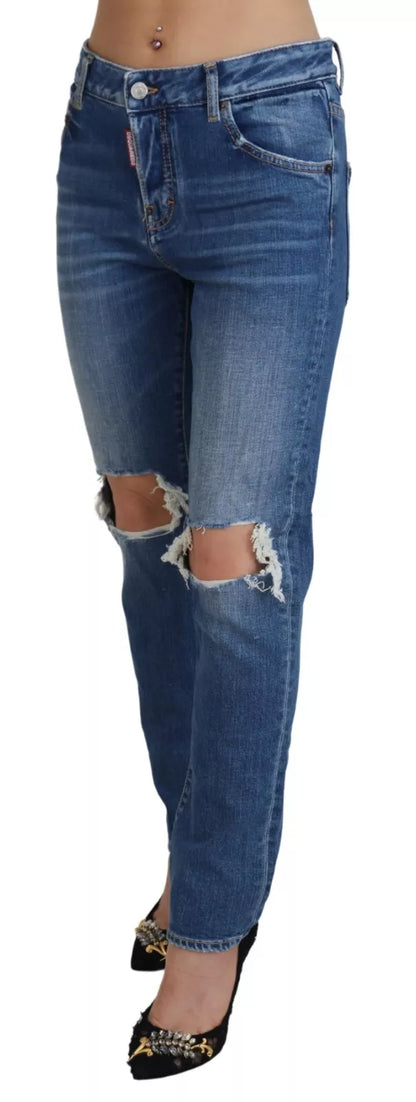 Cool Girl – Blaue Distressed-Jeans mit mittelhohem Bund