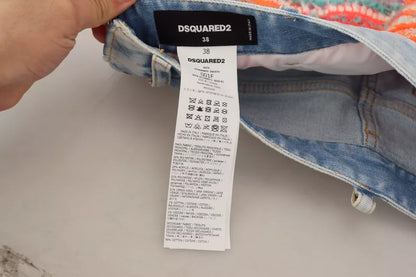 Mehrfarbiger A-Linien-Jeansrock aus Polyester mit niedriger Taille