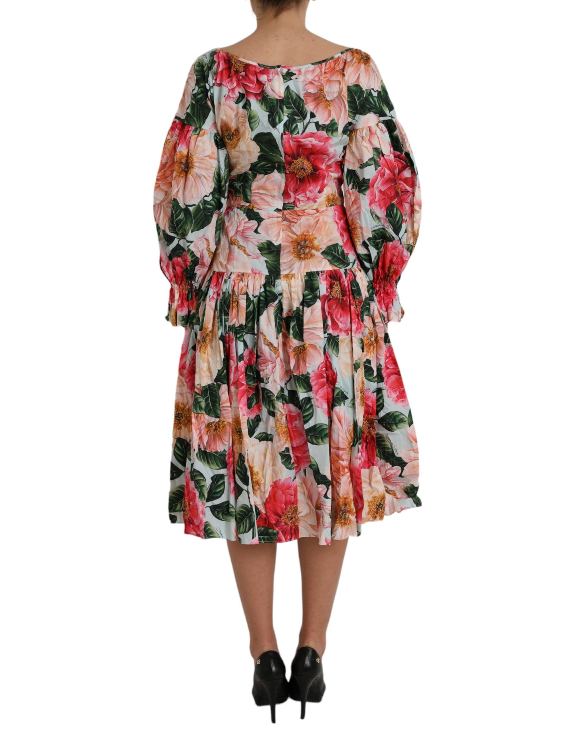 Mehrfarbiges, florales Aline-Plissee-Kleid aus Baumwolle