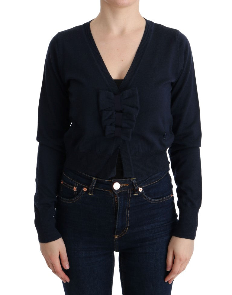 Eleganter blauer Woll-Cardigan