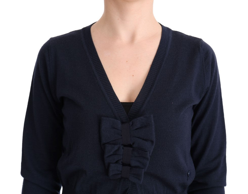 Eleganter blauer Woll-Cardigan