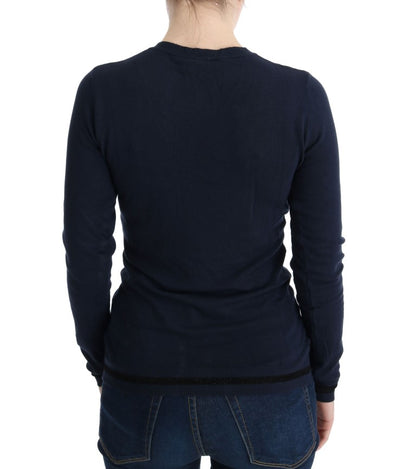 Eleganter blauer Pullover mit V-Ausschnitt