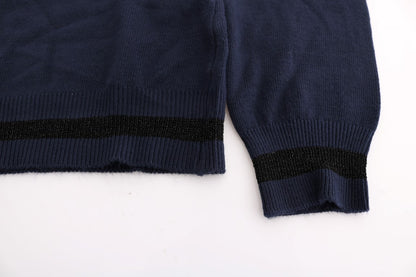 Eleganter blauer Pullover mit V-Ausschnitt