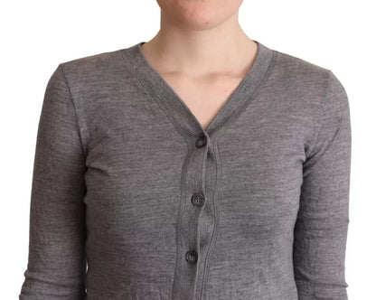 Grauer Woll-Cardigan mit Knopfleiste