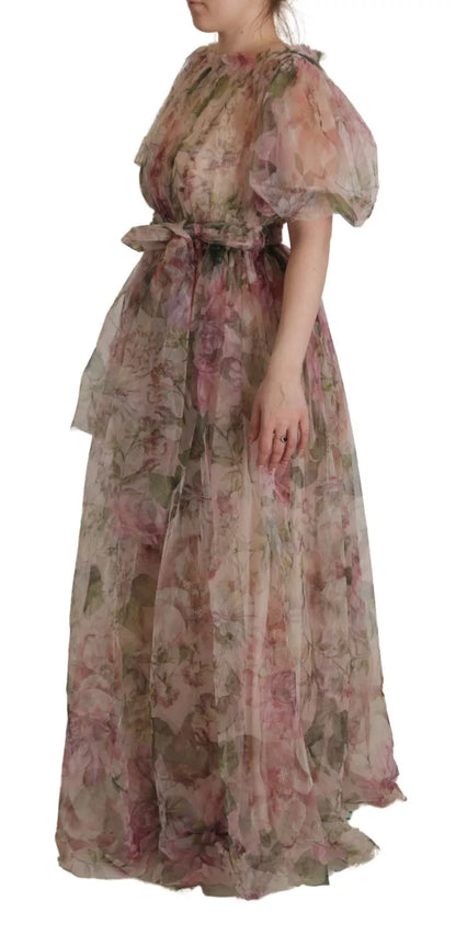 Multicolor Floral Print Long Maxi Gown Dress