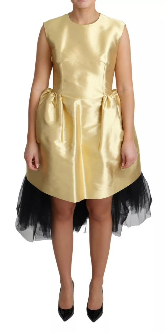 Ärmelloses A-Linien-Tüllkleid aus Polyester in Gold