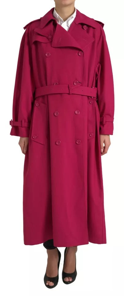 Dunkelrosa zweireihige Trenchcoat-Jacke