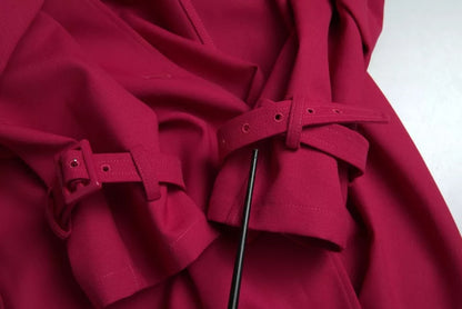 Dark Pink Double Breasted Trench Coat Jacket