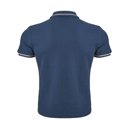 Elegantes blaues Poloshirt aus italienischer Baumwolle