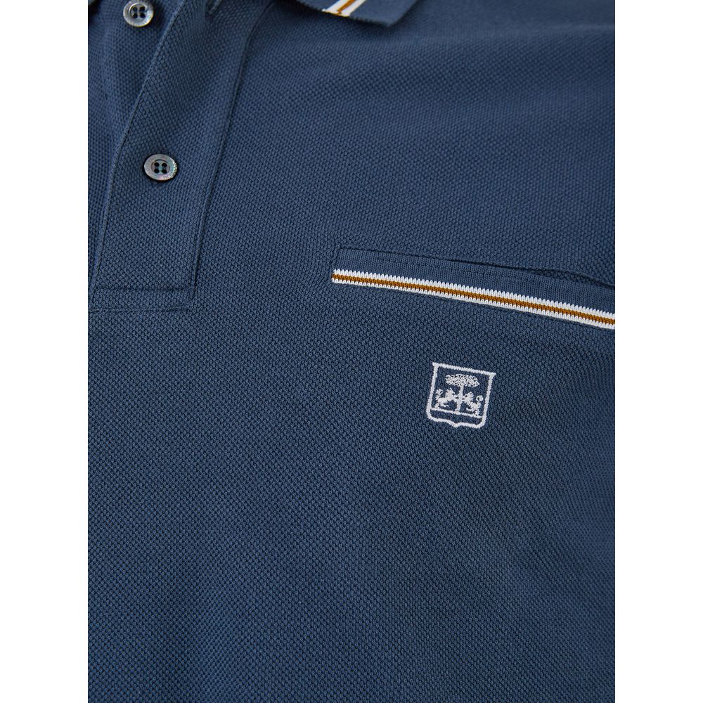 Elegantes blaues Poloshirt aus italienischer Baumwolle