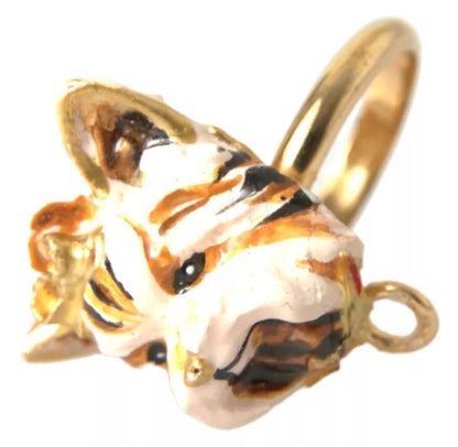 Gold Brass Resin Beige Dog Pet Accessory Ring