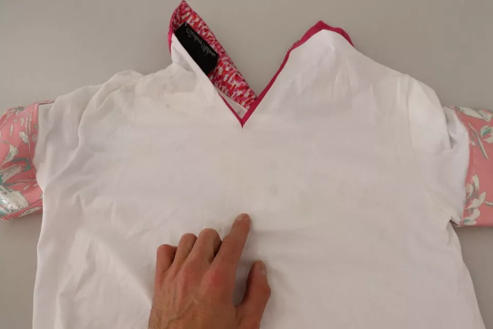 Weißes Sartoria T-Shirt mit Knopfleiste und weitem Kragen