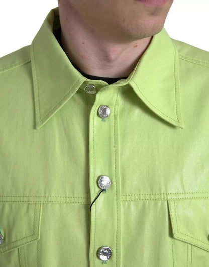 Grünes lässiges Button-Down-Hemd aus Baumwolle mit Kragen