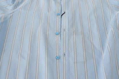 Blue Striped Silk Formal Dress MARTINI Shirt